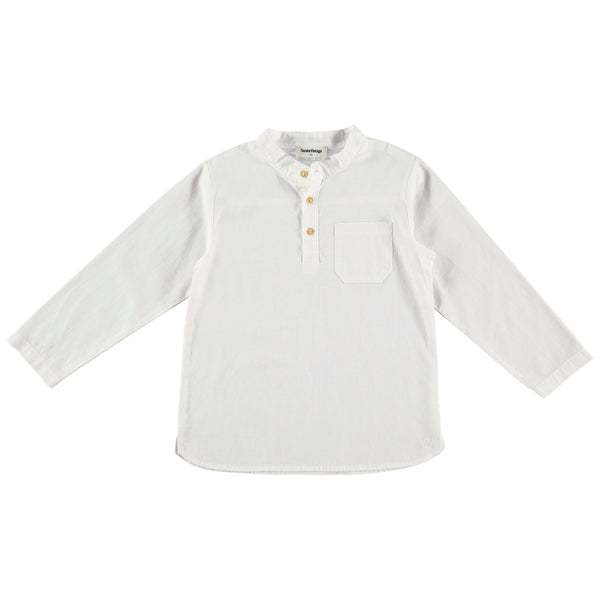 TV SS24 White Linen Mao Collar Shirt