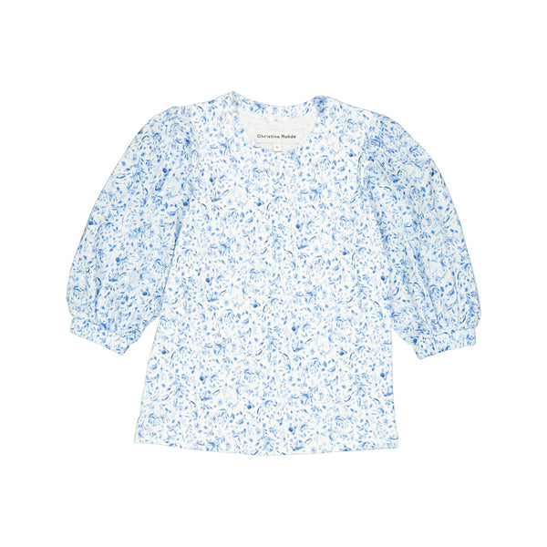 CR ss24 White Blouse With Blue Flowers