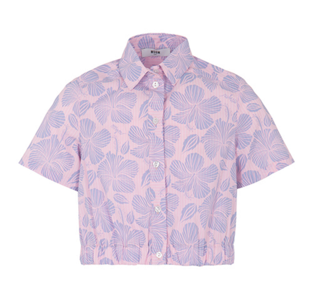 MSGM SS24 Hawaiian Cropped Shirt