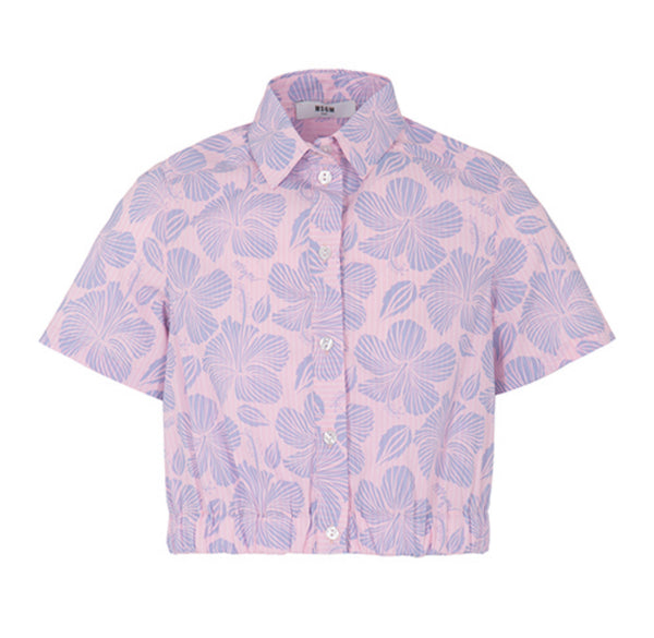 MSGM SS24 Hawaiian Cropped Shirt
