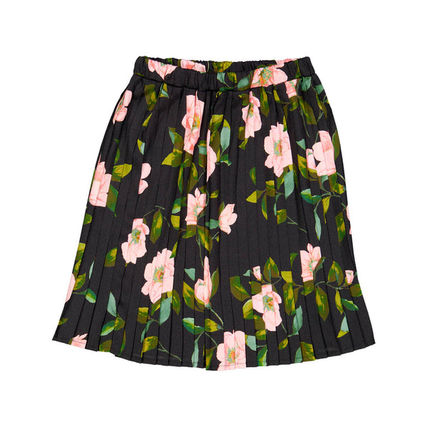 CR ss24 Black Pleated Skirt With Pink Flowers