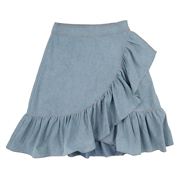 Luna Mae ss23 Ruffled Denim Skirt